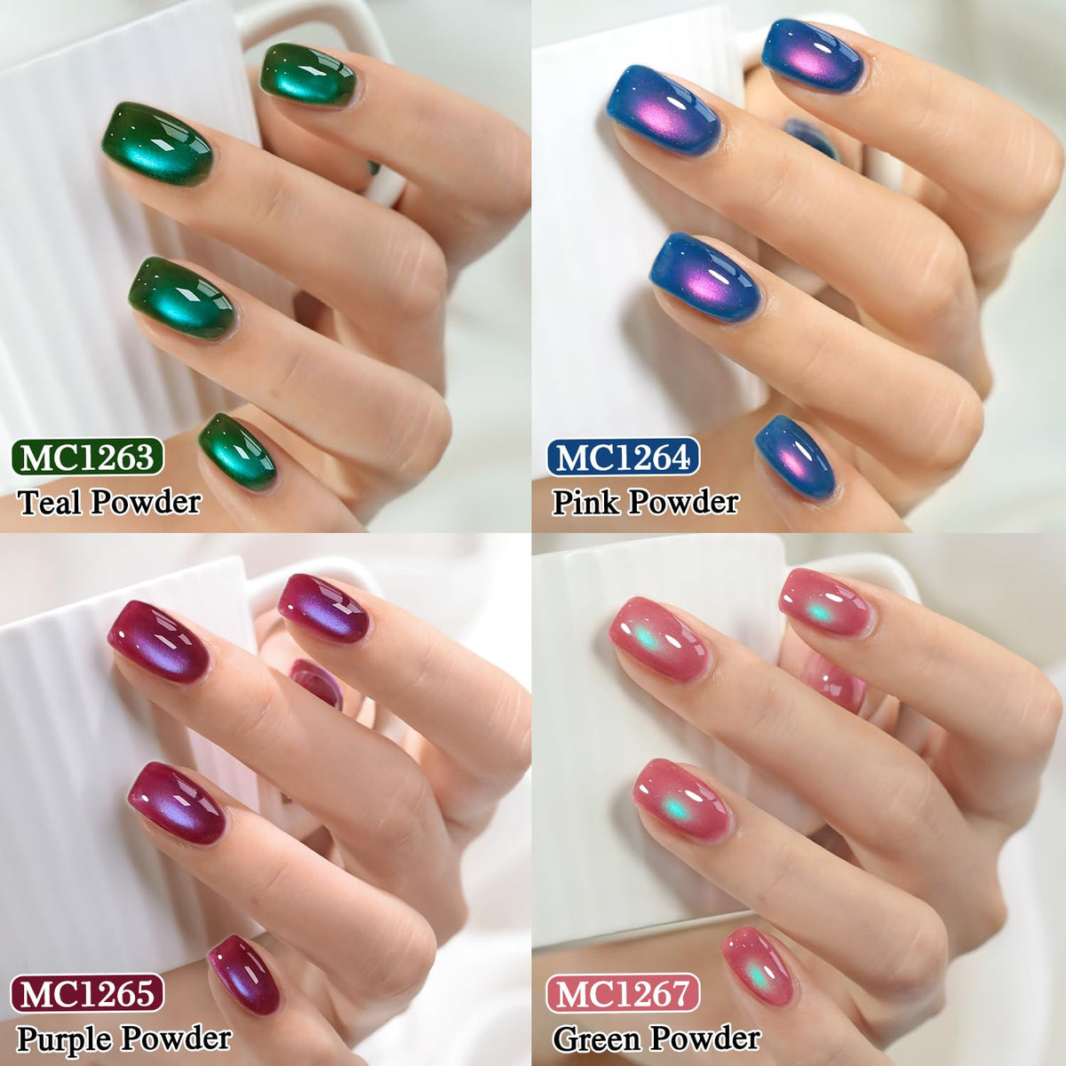 Double Rhythm Cat Eye Gel Nail Polish Set of 6 Same Color Same Bottle 0.5 Oz Shimmer Glitter with