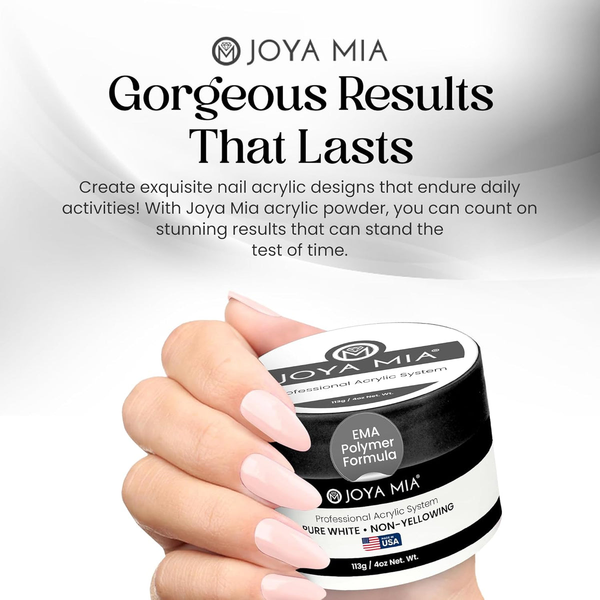 Joya Mia Acrylic Powder for Nails, MMA-Free, Super Adhesion Professional Powder for Flawless &