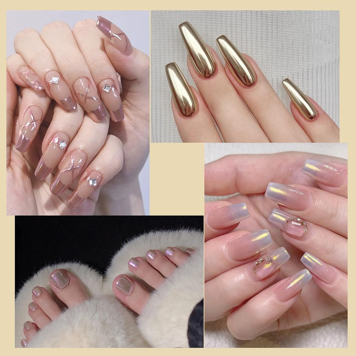 Artdone 16 Colors Chrome Nail Powder, Iridescent Aurora Chameleon Powder Metallic Mirror Effect