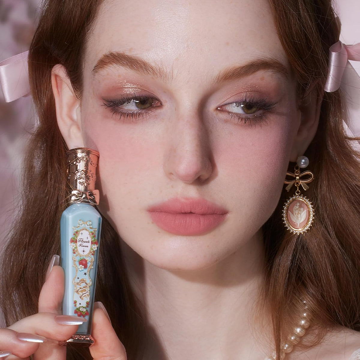 Flower Knows Strawberry Rococo Cloud Lip Cream,Velvety Matte Liquid Lipstick,Nude Lipstick,Long