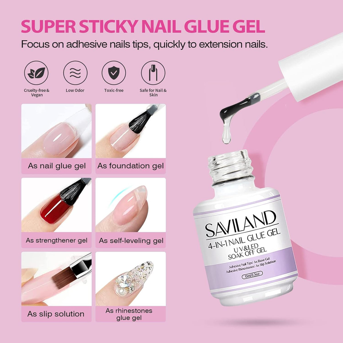 SAVILAND Almond Gel Nail Kit - Nail Drill with U V Lamp for Nails 500PCS Almond Nail Tips Gel Nail