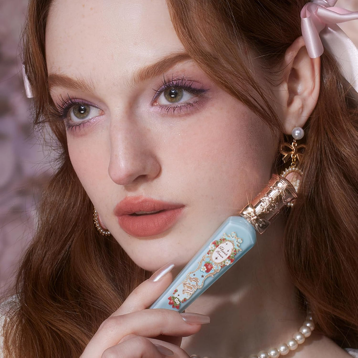 Flower Knows Strawberry Rococo Cloud Lip Cream,Velvety Matte Liquid Lipstick,Nude Lipstick,Long
