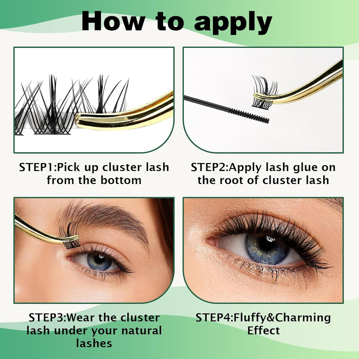 Lash Clusters,96 Pcs Cluster Lashes D Curl 14mm DIY Lash Extensions Eyelash Clusters,KEYYOU Volume