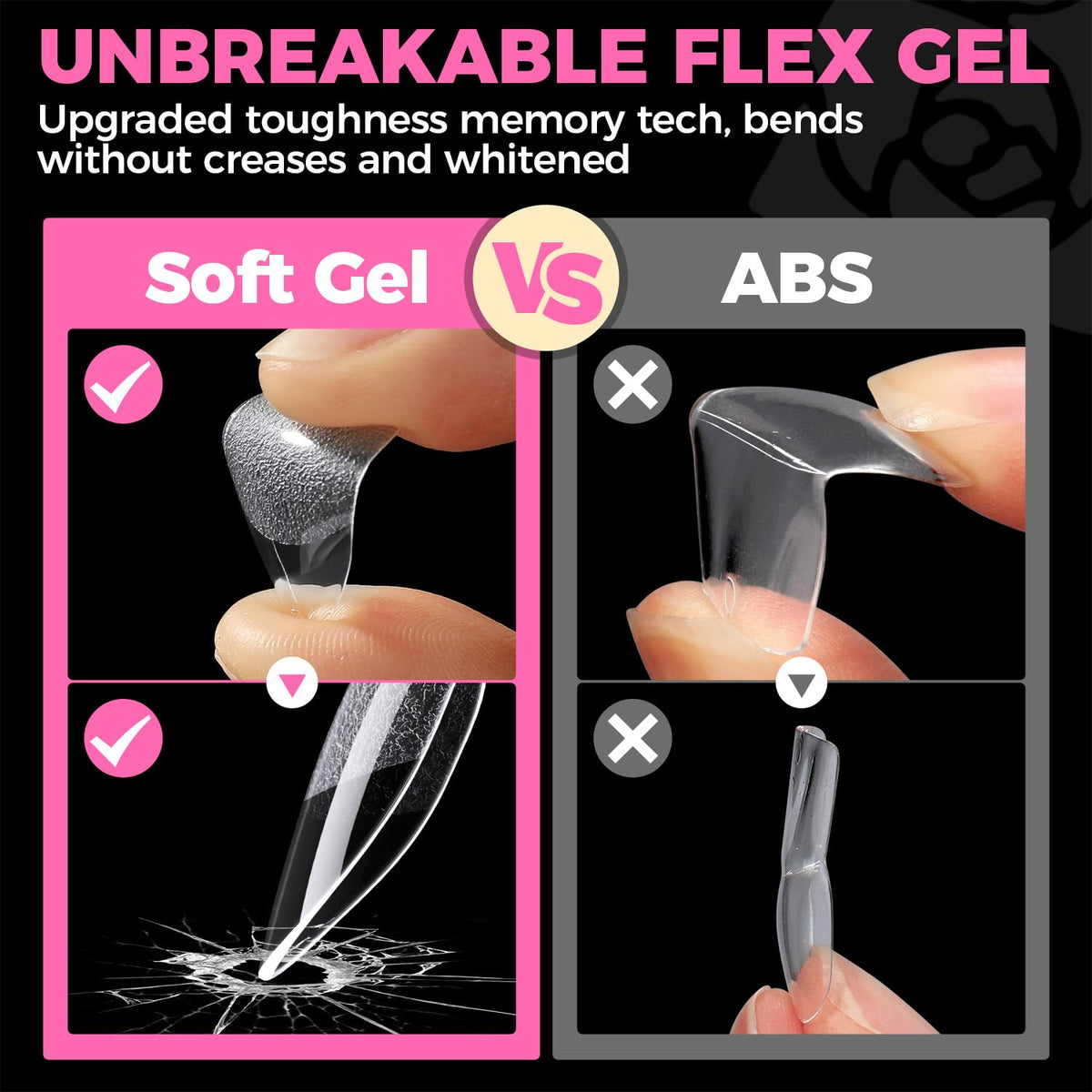 UNA GELLA Short Almond Nail Tips: 504PCS Short Fake Nails Soft Press On Gel Nail Tips Pre Shaped