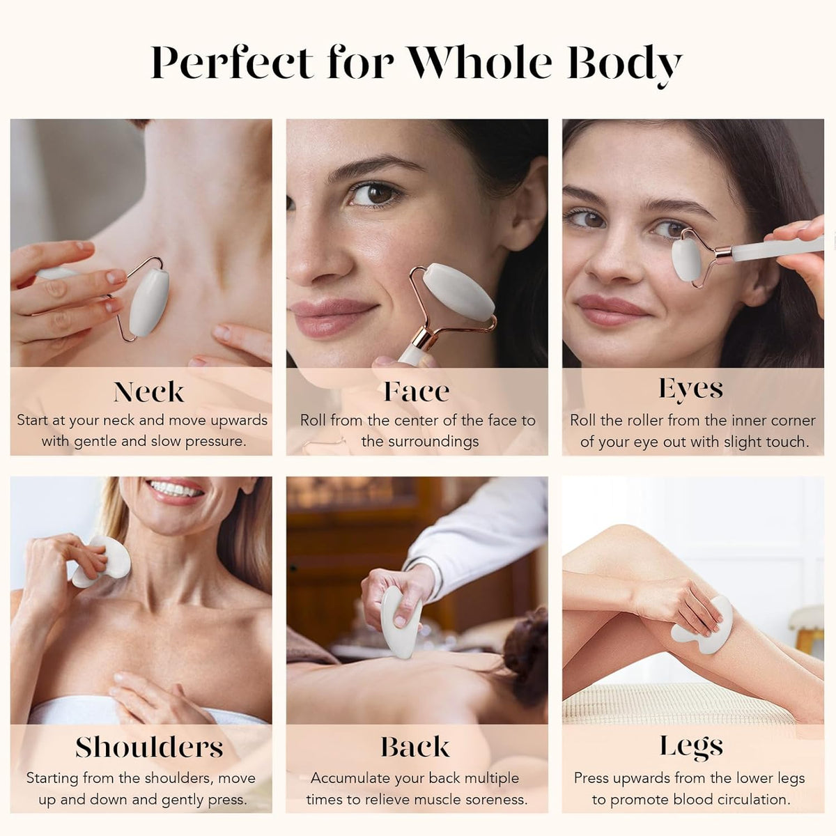 BAIMEI Jade Roller & Gua Sha Set Face Roller and Gua Sha Facial Tools for Skin Care Routine and