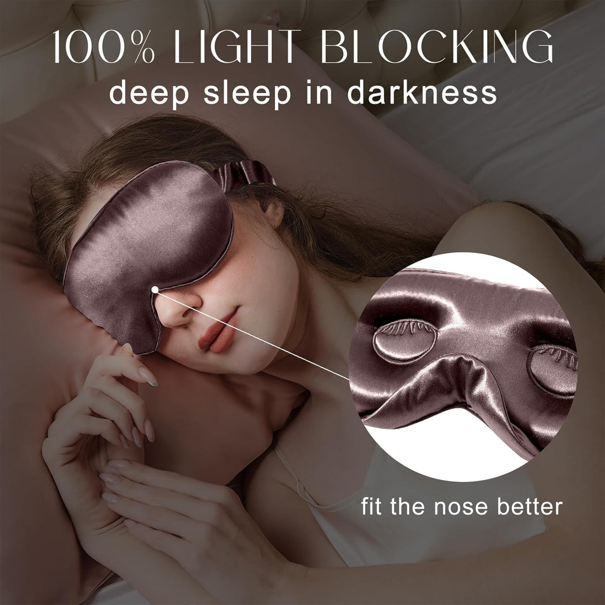 ZIMASILK Adjustable 22 Momme 100% Mulberry Silk Sleep Mask, Upgraded 3D Contoured Cup Eye Mask for