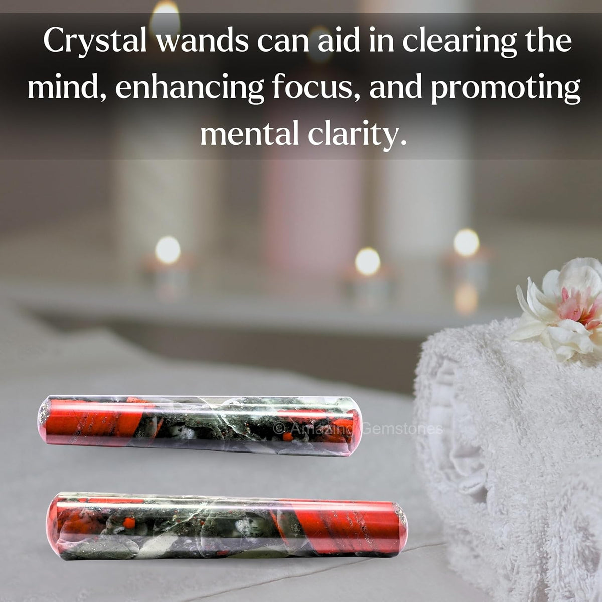 Amazing Gemstone African Bloodstone Crystal Wand Massage Stick - Pelvic Wand Gua Sha for Adults