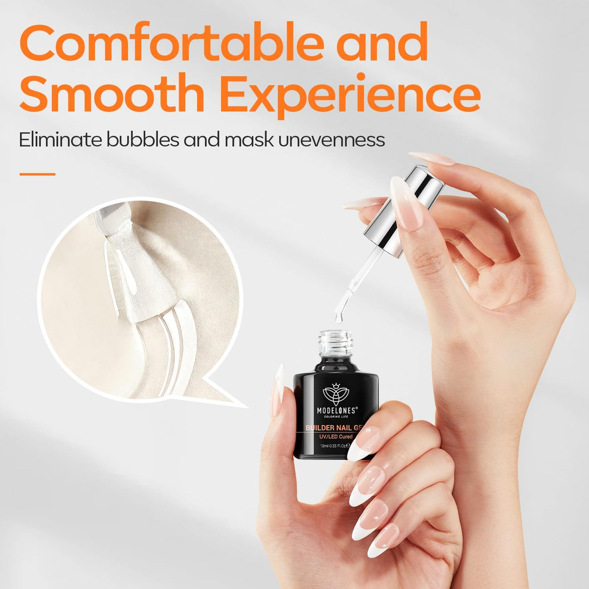 modelones Builder Nail Gel with Gel Top Coat, 8-In-One Clear Builder Acid Free Top Coat for Nail