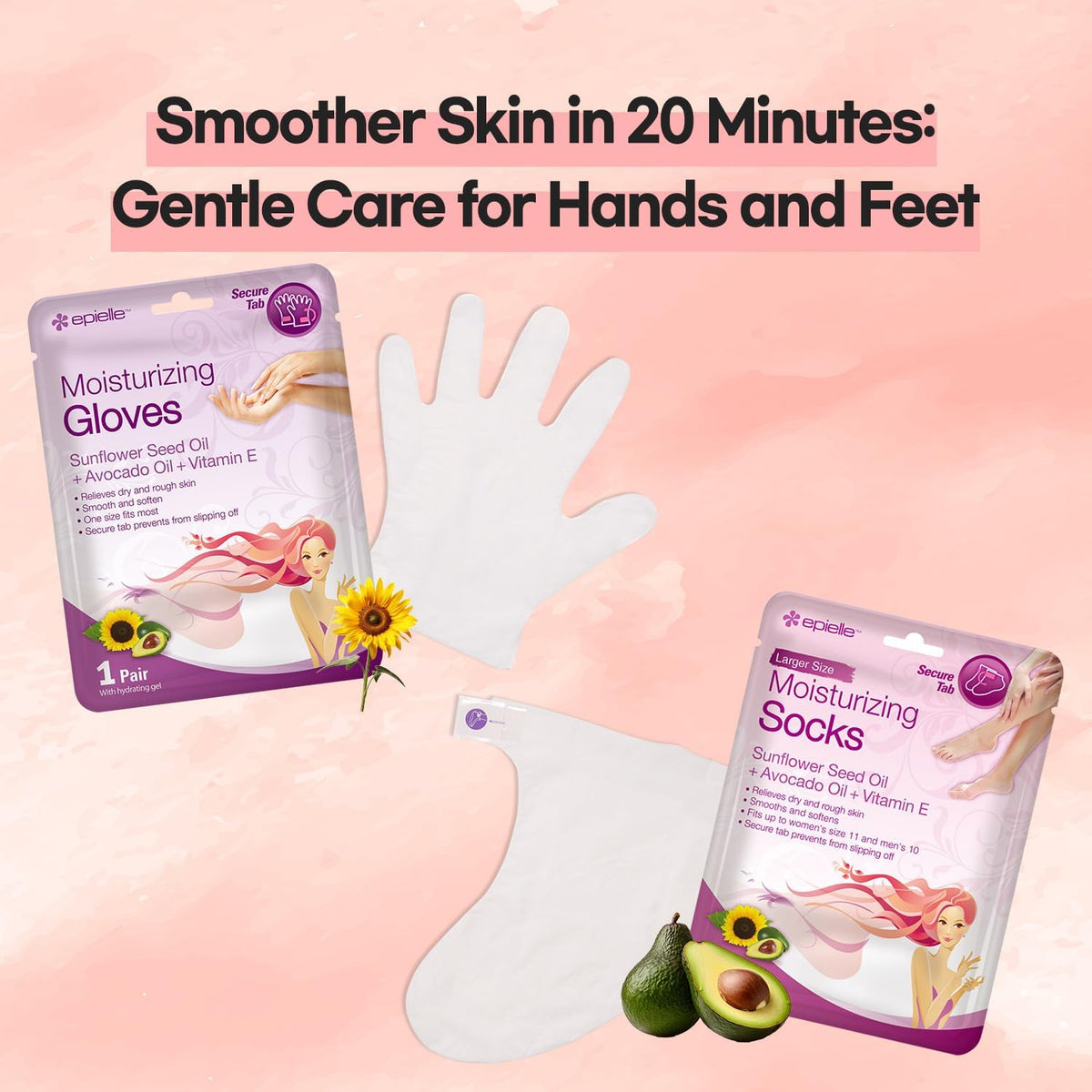 Epielle Moisturizing Foot Masks 6 Pairs, Deep Moisturizing Socks for Dry Feet & Cracked Heels