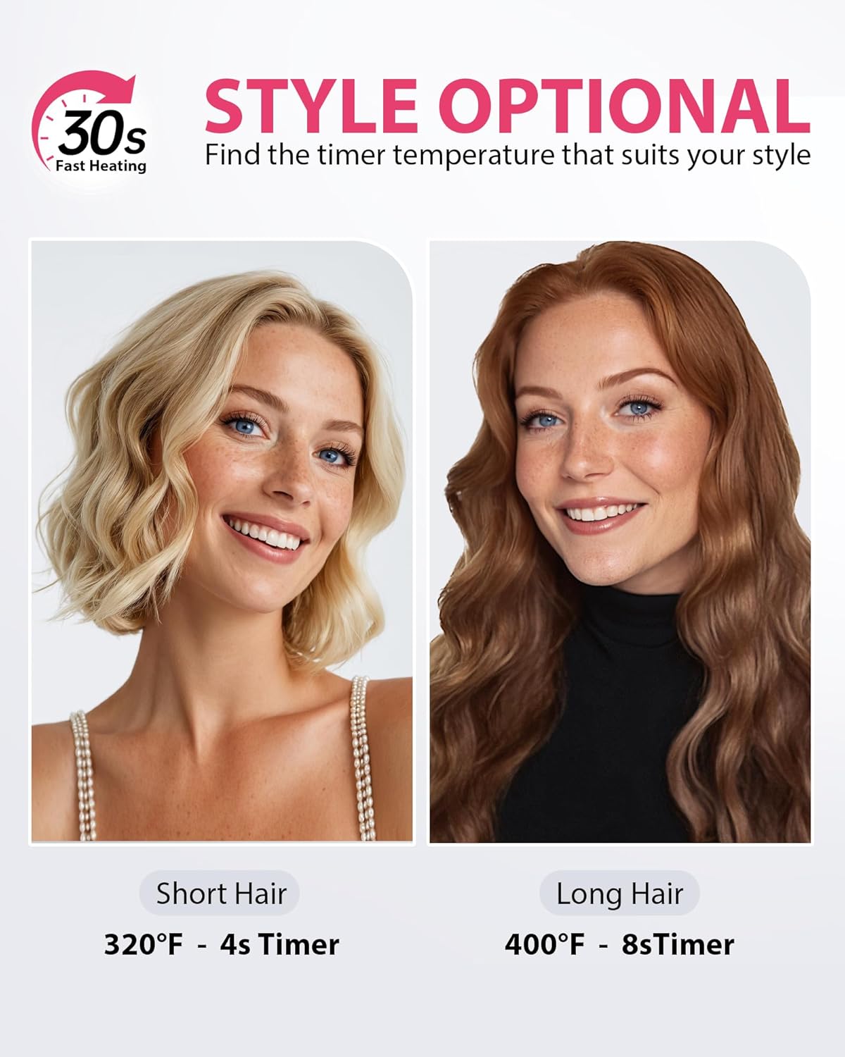 NOVUS Waver Curling Iron, Beach Waves Curling Wand, Ionic Hair Waver with Anti-Scald Hair Crimper