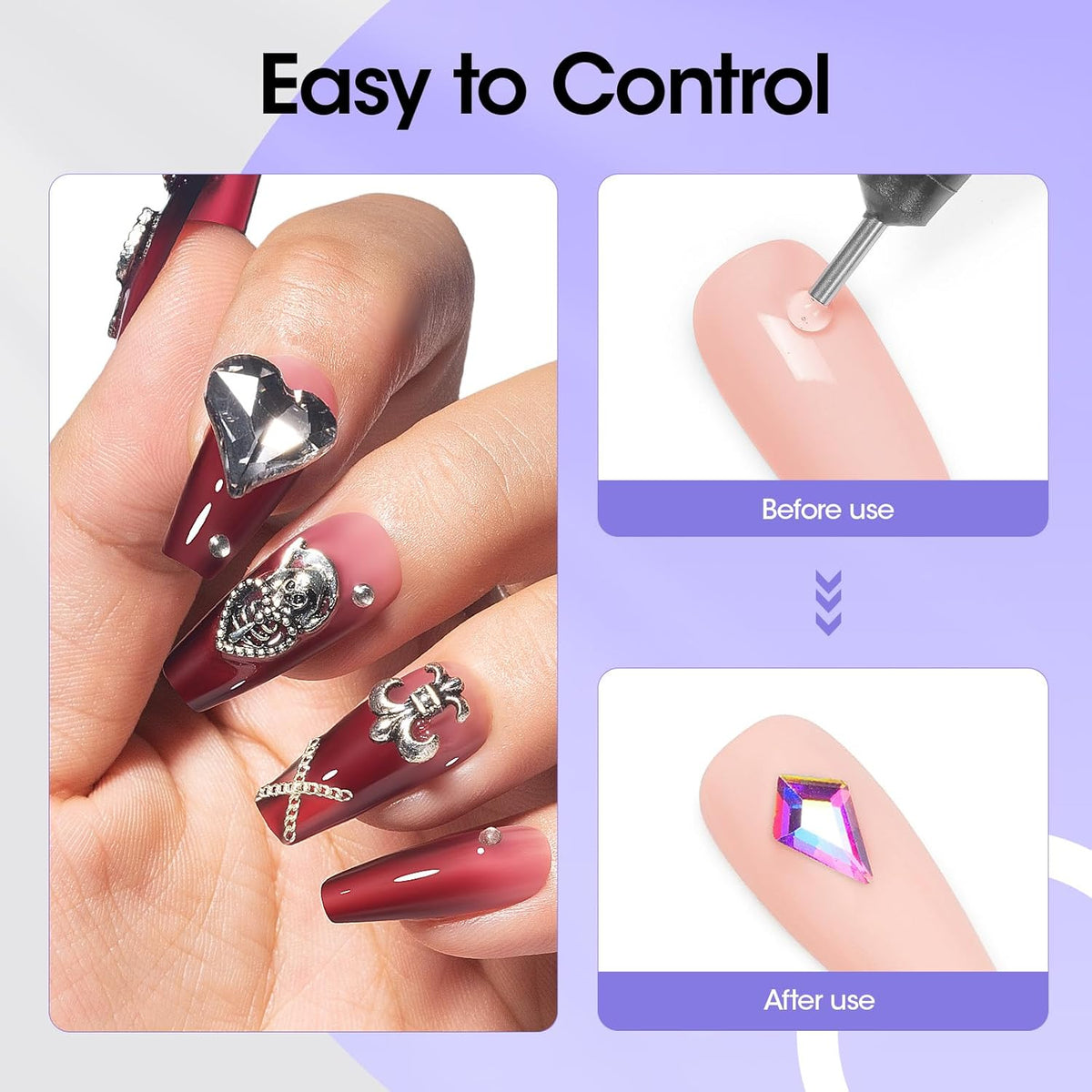 Gellen 30g Rhinestone Glue for Nails, Super Strong Adhesive Gel Nail Glue for Nail Charms, UV Light