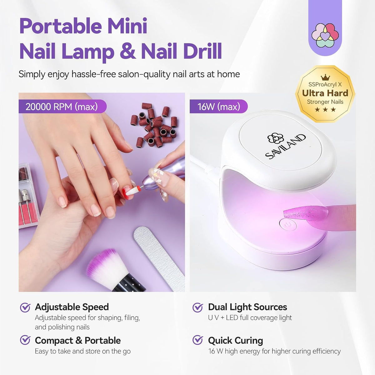 SAVILAND Builder Nail Gel Kit with Nail Drill: Clear Pink Nude White Gel Builder for Nails VE