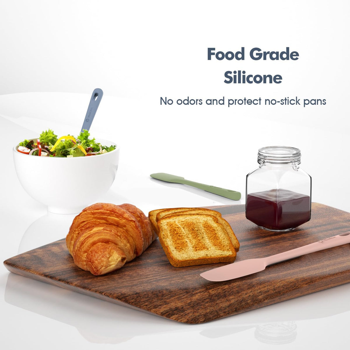 3 Pieces Silicone Spatula Set, Food Grade Rubber Spatula, Upgrade Strong Handle with Ergonomic