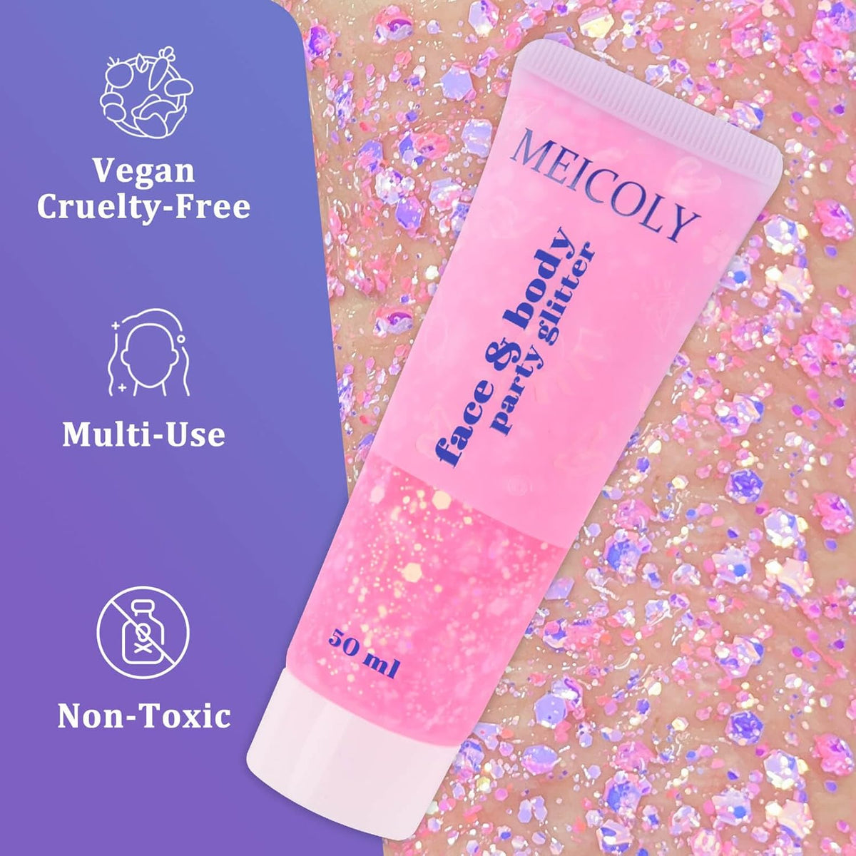 MEICOLY Chameleon Light Pink Body Glitter,Chunky Face Glitter for Halloween,Color Changing Mermaid