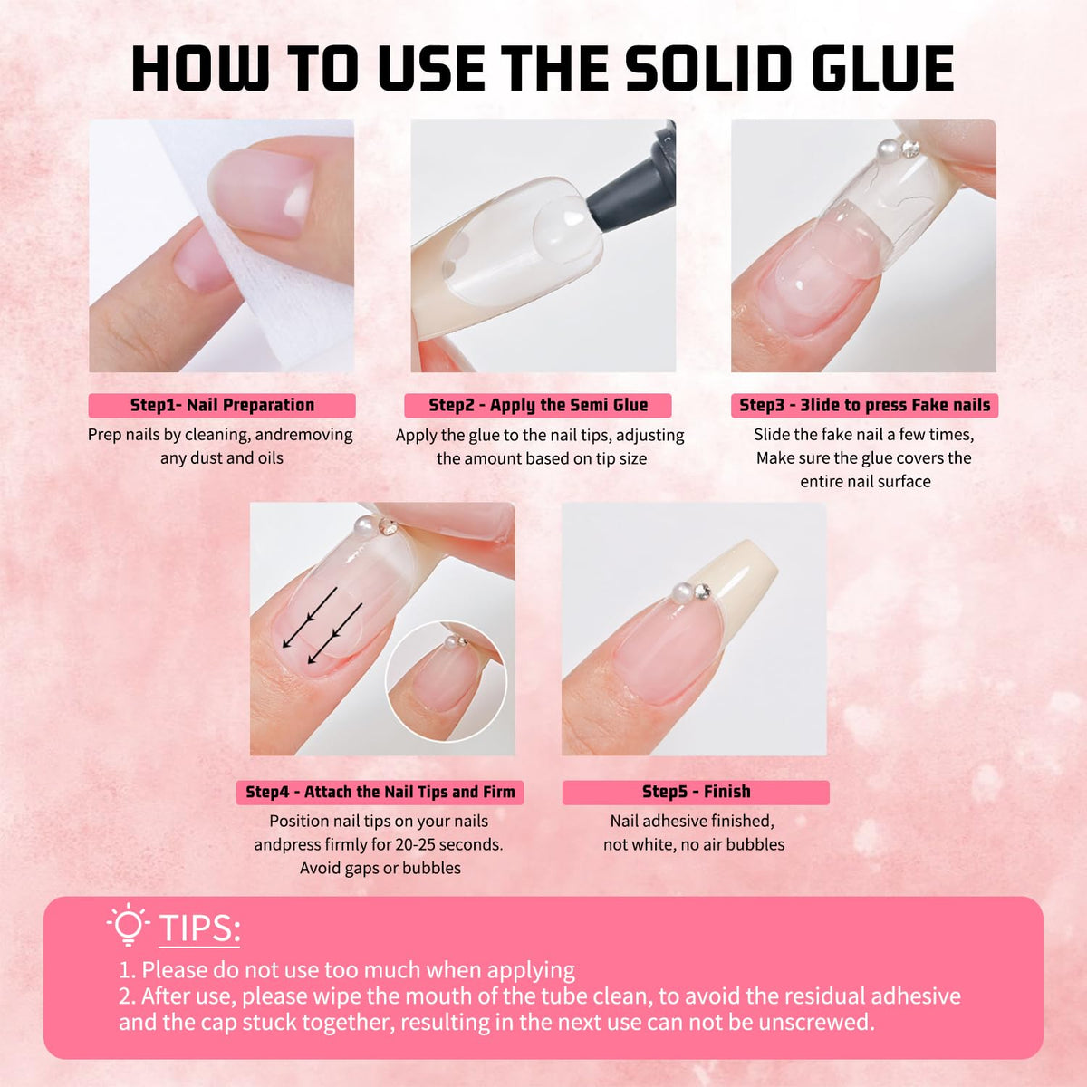15g Semi Solid Nail Glue with 15g Remover for Press On Nails Tips Gel Nail Glue No Need for UV Lamp