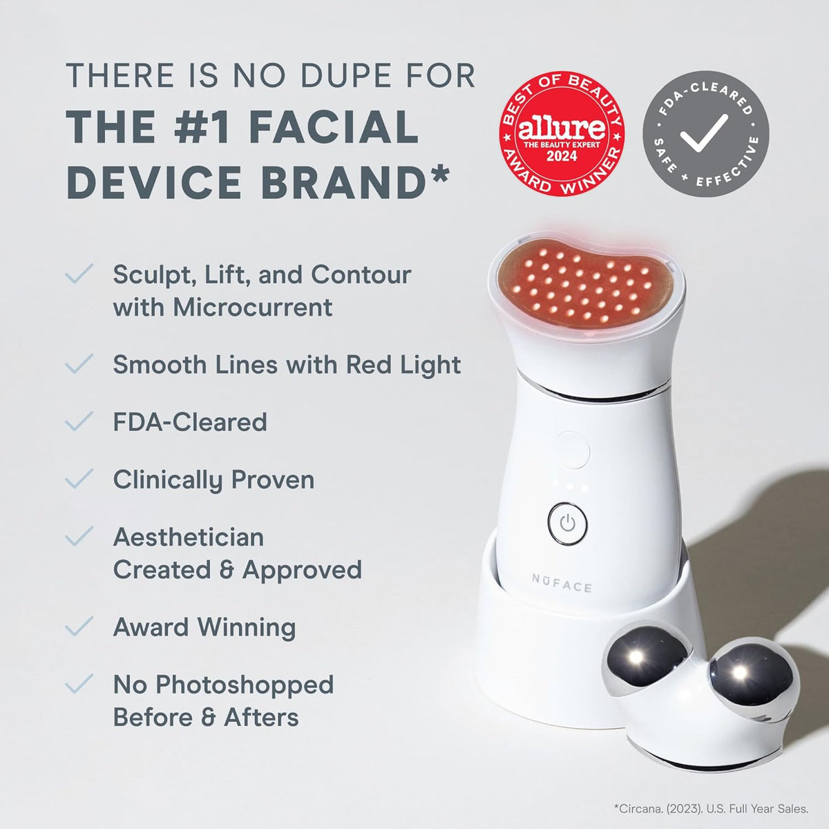 NuFACE TRINITY+ LED Red Light Wrinkle Reducer Attachment for Microcurrent Facial Device - FDA