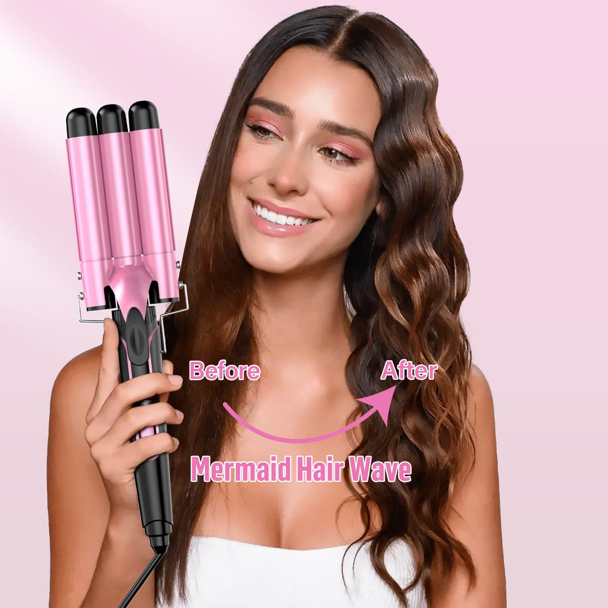 Waver Curling Iron Wand - BESTOPE PRO 5 in 1 Curling Wand Set with 3 Barrel Hair Crimper for Women