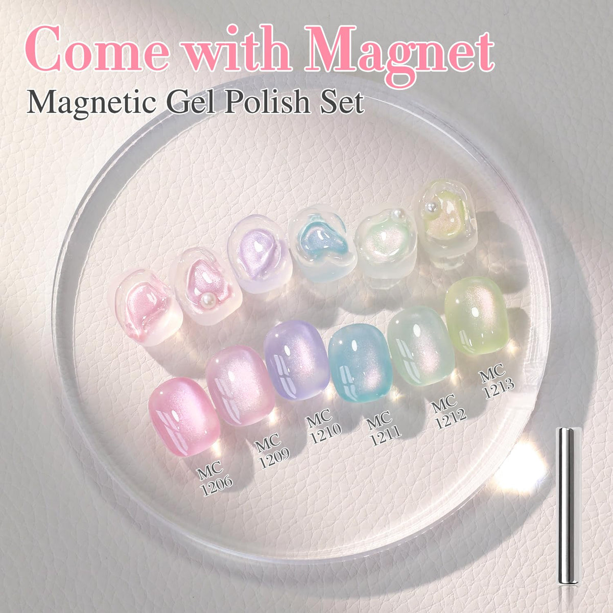 Double Rhythm Cat Eye Gel Nail Polish Set of 6 Same Color Same Bottle 0.5 Oz Shimmer Glitter with
