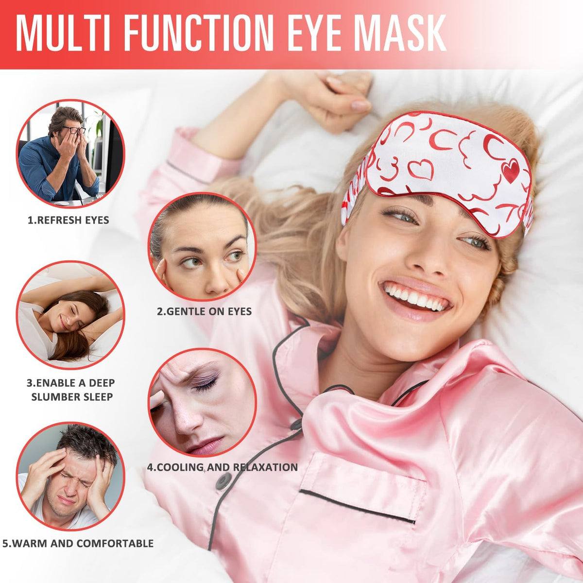 Sleep Mask w/Cooling Gel Eye Mask, Silk Eye Mask for Sleeping, Hot & Cold Eye Masks, Blindfold