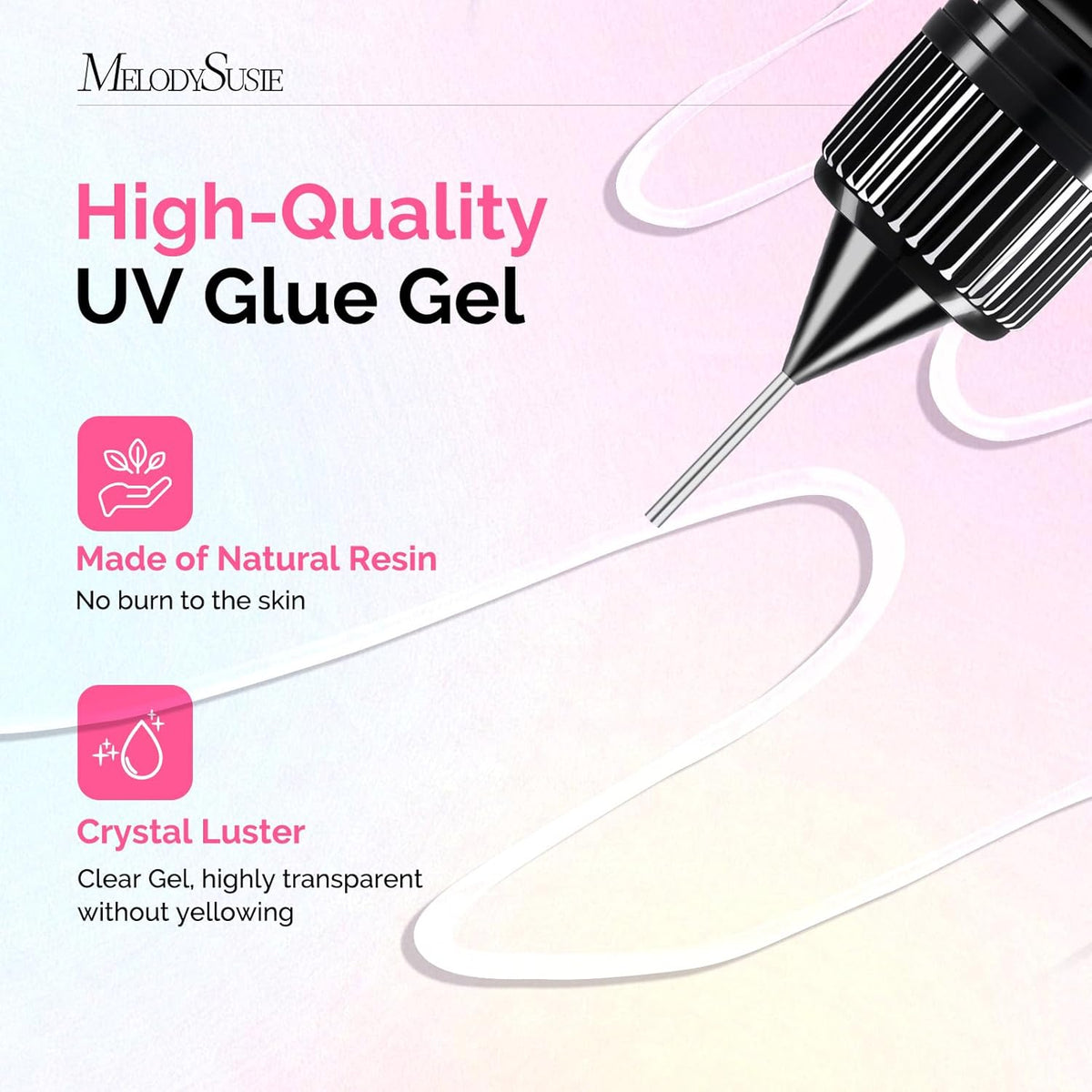 MelodySusie 2Pcs Nail Rhinestone Glue, 3D Gel Nail Art Design Strong Adhesive Nail Gem Glue for