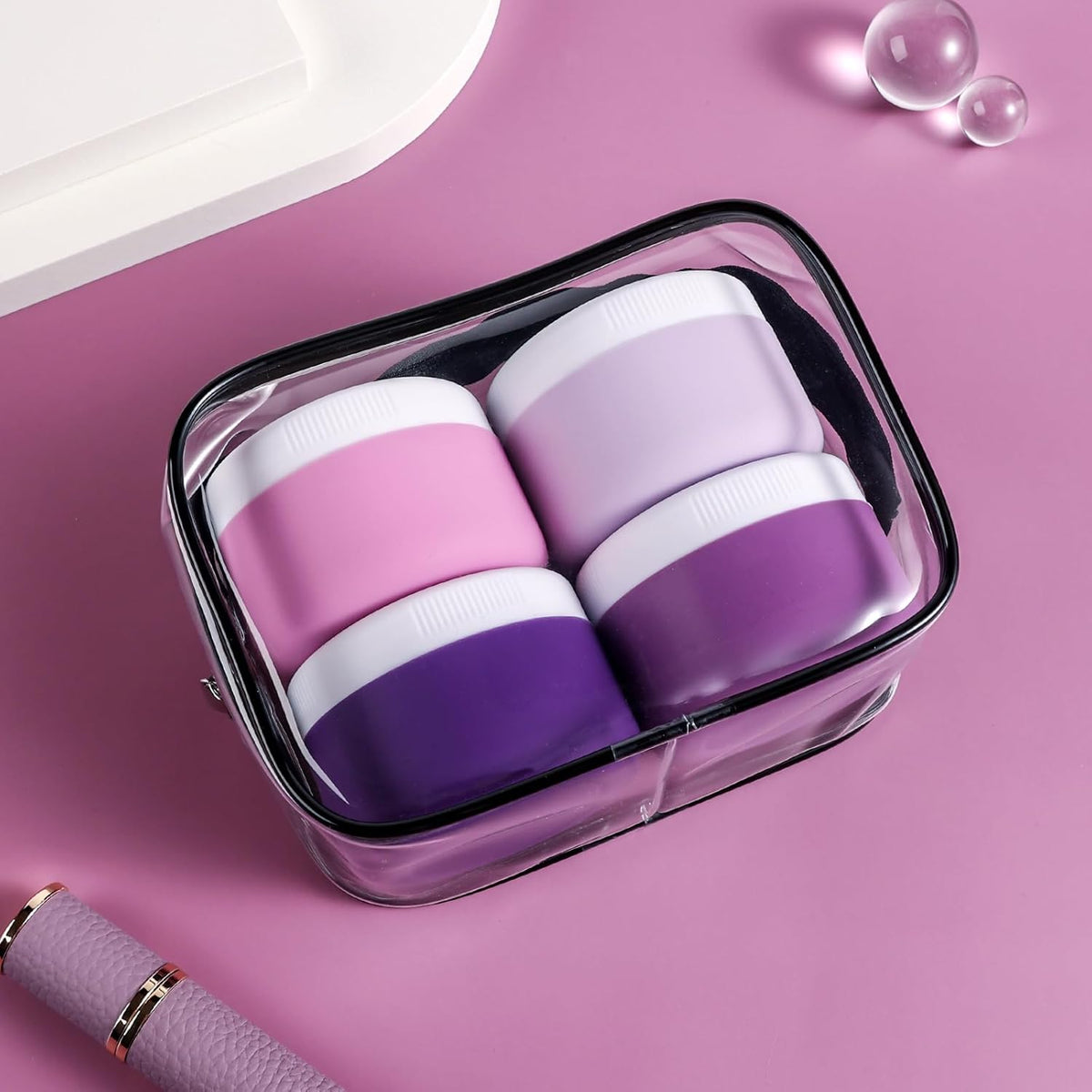 Travel Containers for Toiletries, Silicone Cream Jars BPA-Free, Leak-proof 1.35oz Travel Size