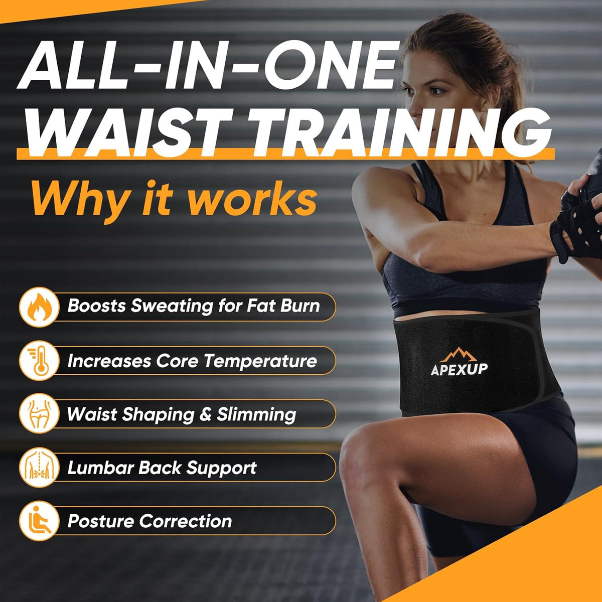 APEXUP Sweat Waist Trainer for Women and Men, Neoprene Waist Trimmer Belt Slimming Sweat Band with