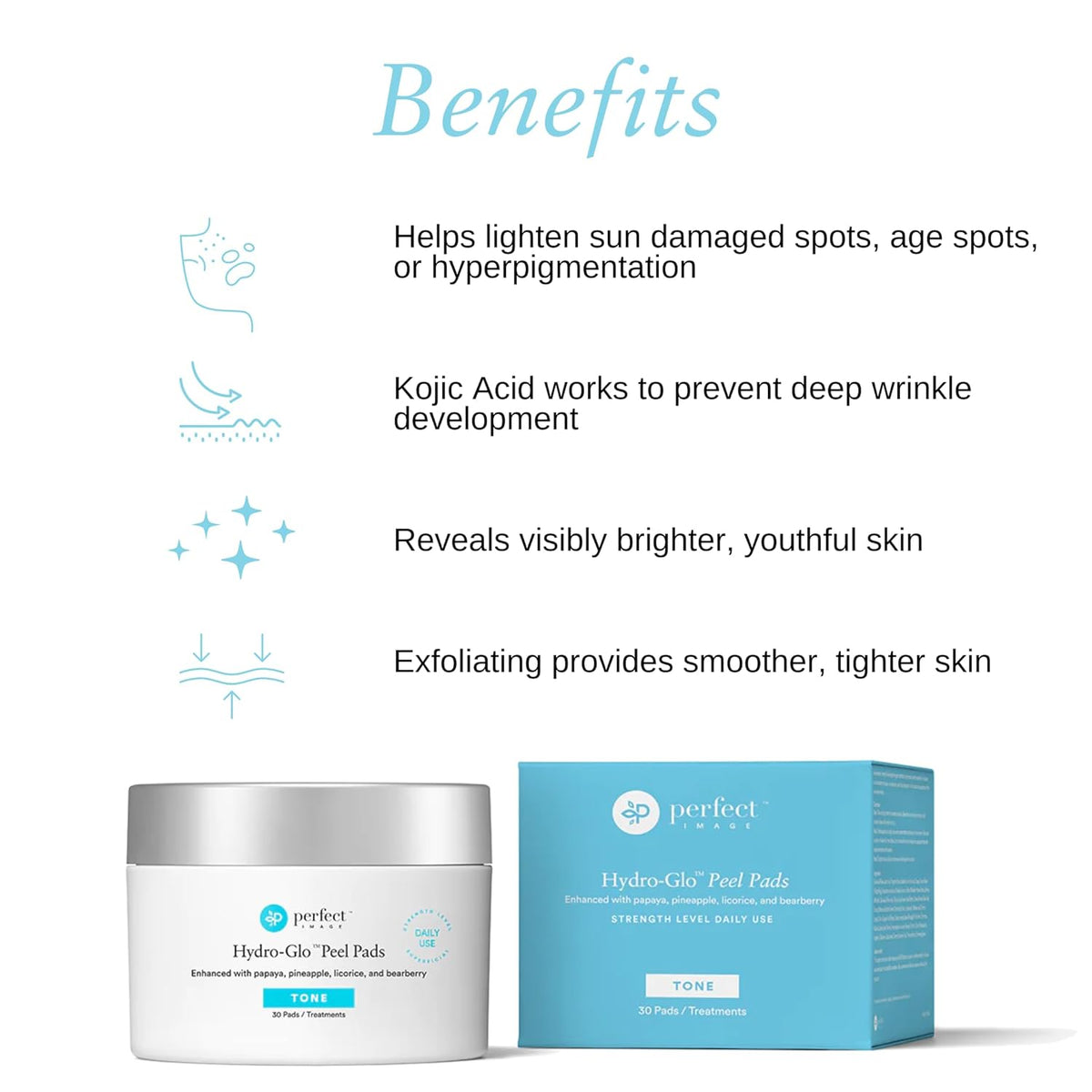 Hydro-Glo Peel Pads - Enhanced with Kojic, Mandelic, Glutathione, Licorice, Papaya, Pineapple