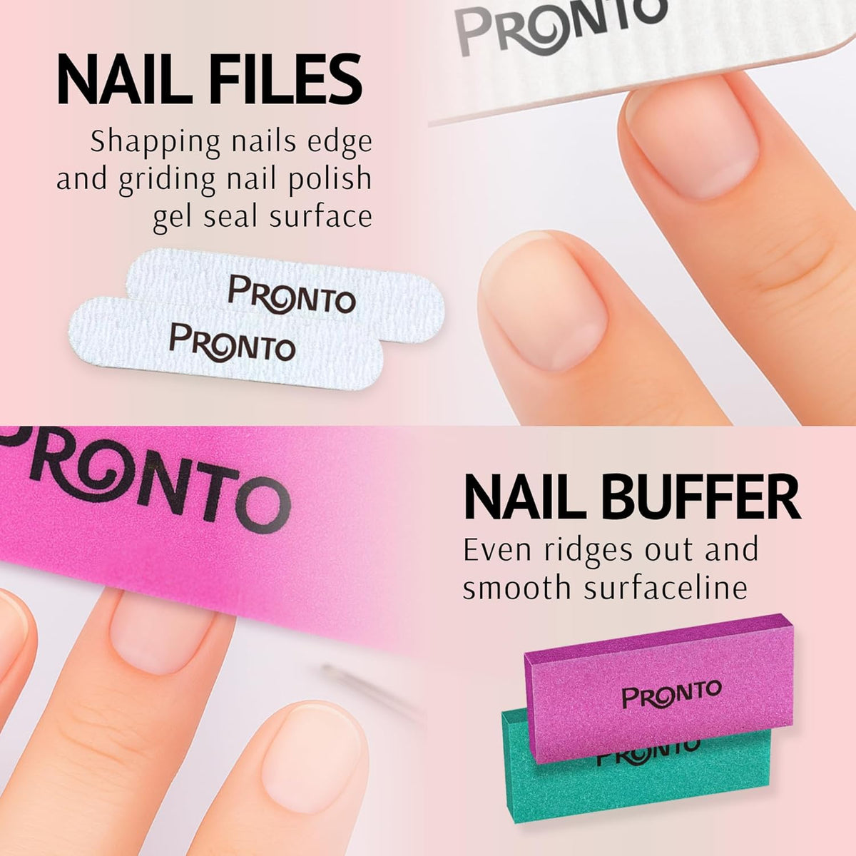 Pronto Gel Nail Polish Remover Kit – 8 Oz Pure Acetone 100 Percent, Nail File, Nail Polish Soak Off