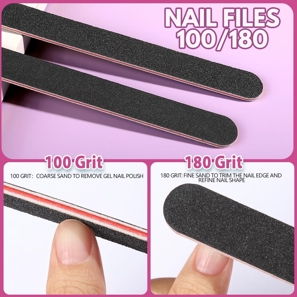 FANDAMEI Nail Files and Buffers, 20PCS Nail File Kit. Rectangular Nail Buffer Block & 100/180 Grit