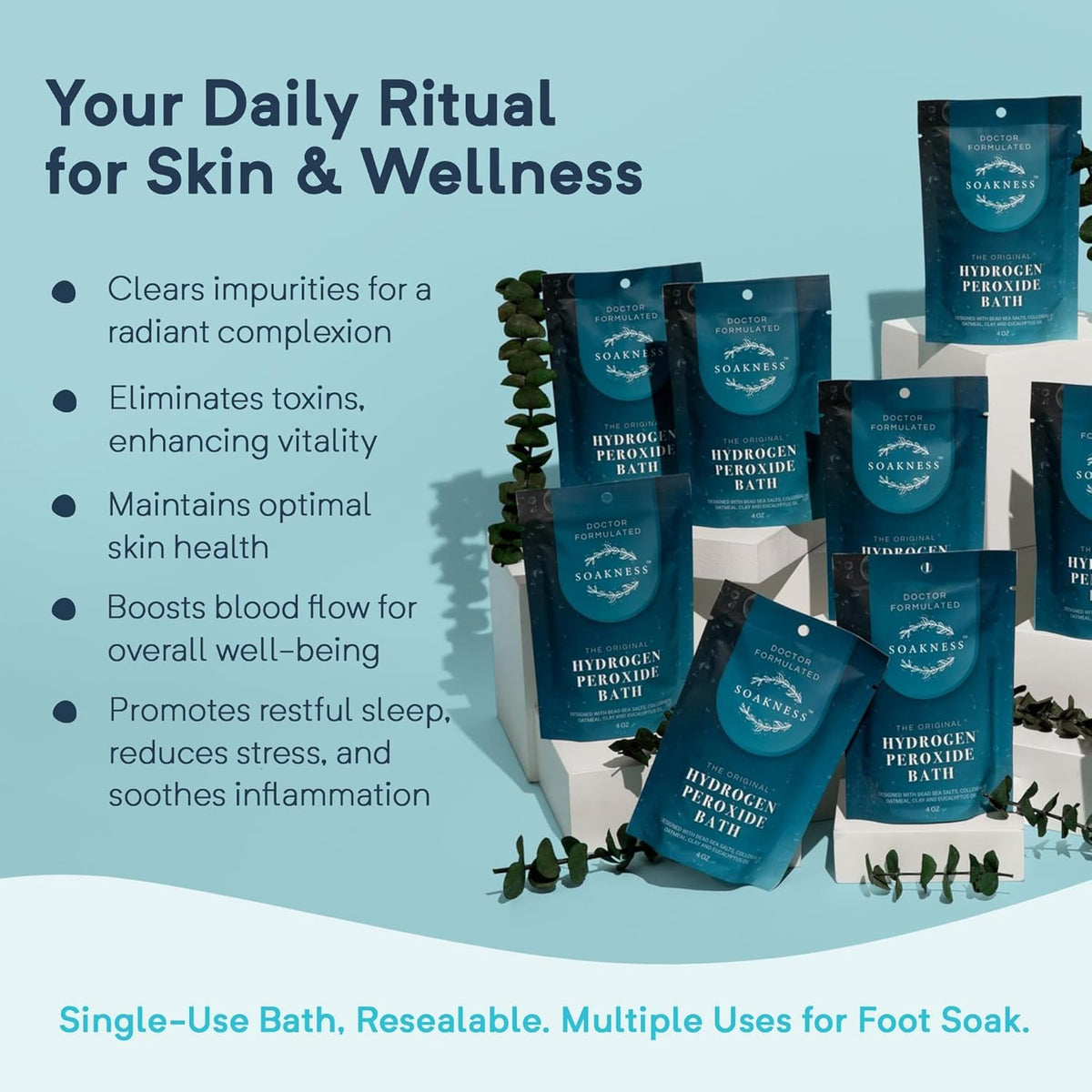 Hydrogen Peroxide Epsom Salt Bath Soak - USA-Made – Patented Bath Salts, Muscle Recovery, & Skin