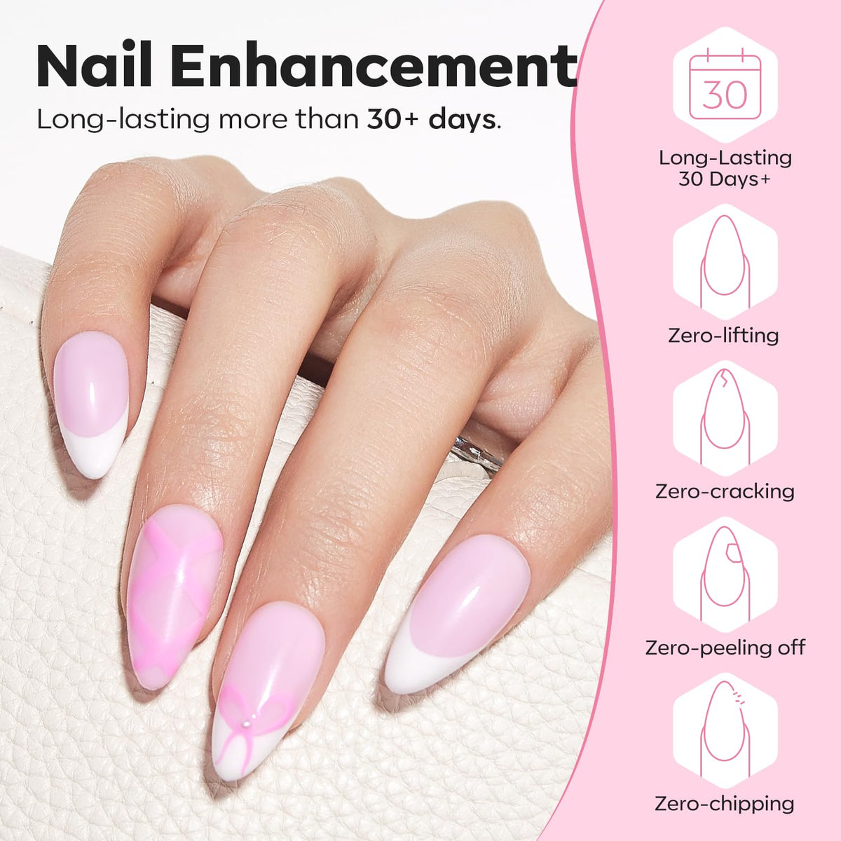 modelones Builder Nail Gel, 8-in-One Baby Pink Builder, Pastel Pink Rubber Base Gel Polish, LED