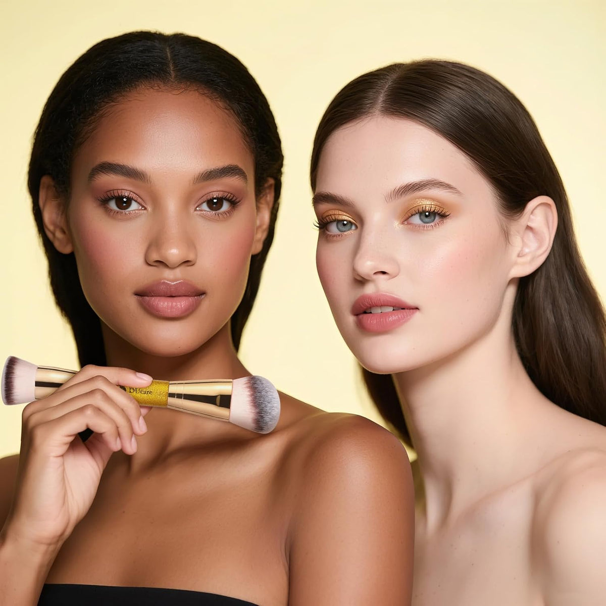 DUcare Foundation Brush Contour Bronzer Makeup Brush Double Ended Self Tanner Brush Sculpting Brush