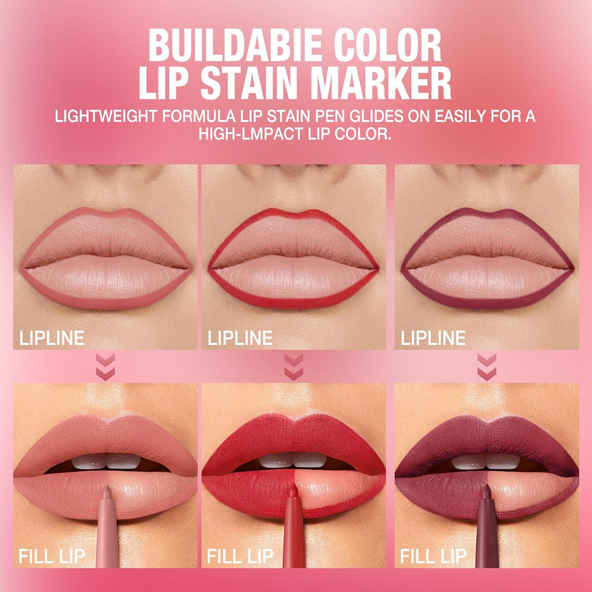 LANGMANNI 12 Colors Sculpting Matte Velvet Lip Liner Set,Smooth Creamy Texture,Waterproof And High