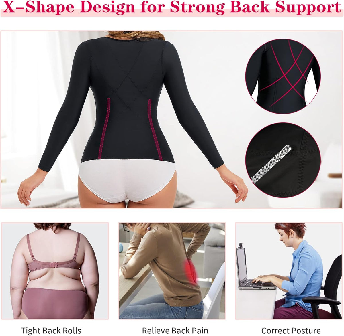 Gotoly Women Waist Trainer Corset Tummy Control Shapewear Upper Arm Shaper Post Surgical Slimmer
