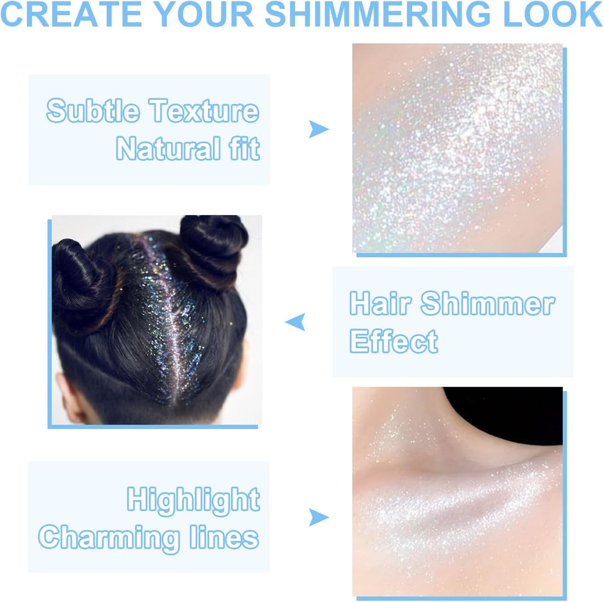 Hair and Body Glitter Spray, 1PC Glint-Rainbow Hair Glitter Extra Fine Face Shimmer Powder for