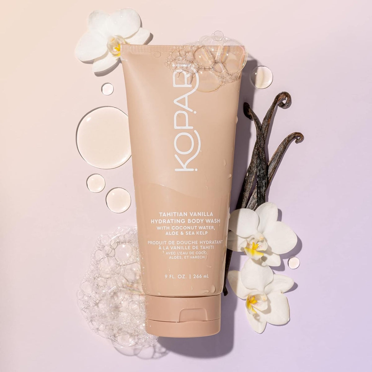 Tahitian Vanilla Hydrating Body Wash with Coconut Water, Aloe & Sea Kelp | Cleanses Without