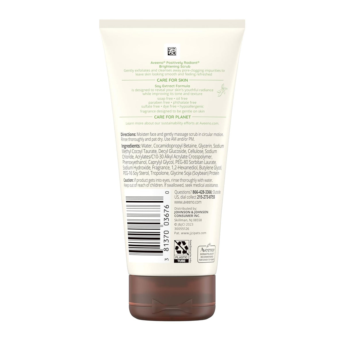 Aveeno Positively Radiant Skin Brightening Exfoliating Daily Facial Scrub, Gentle with