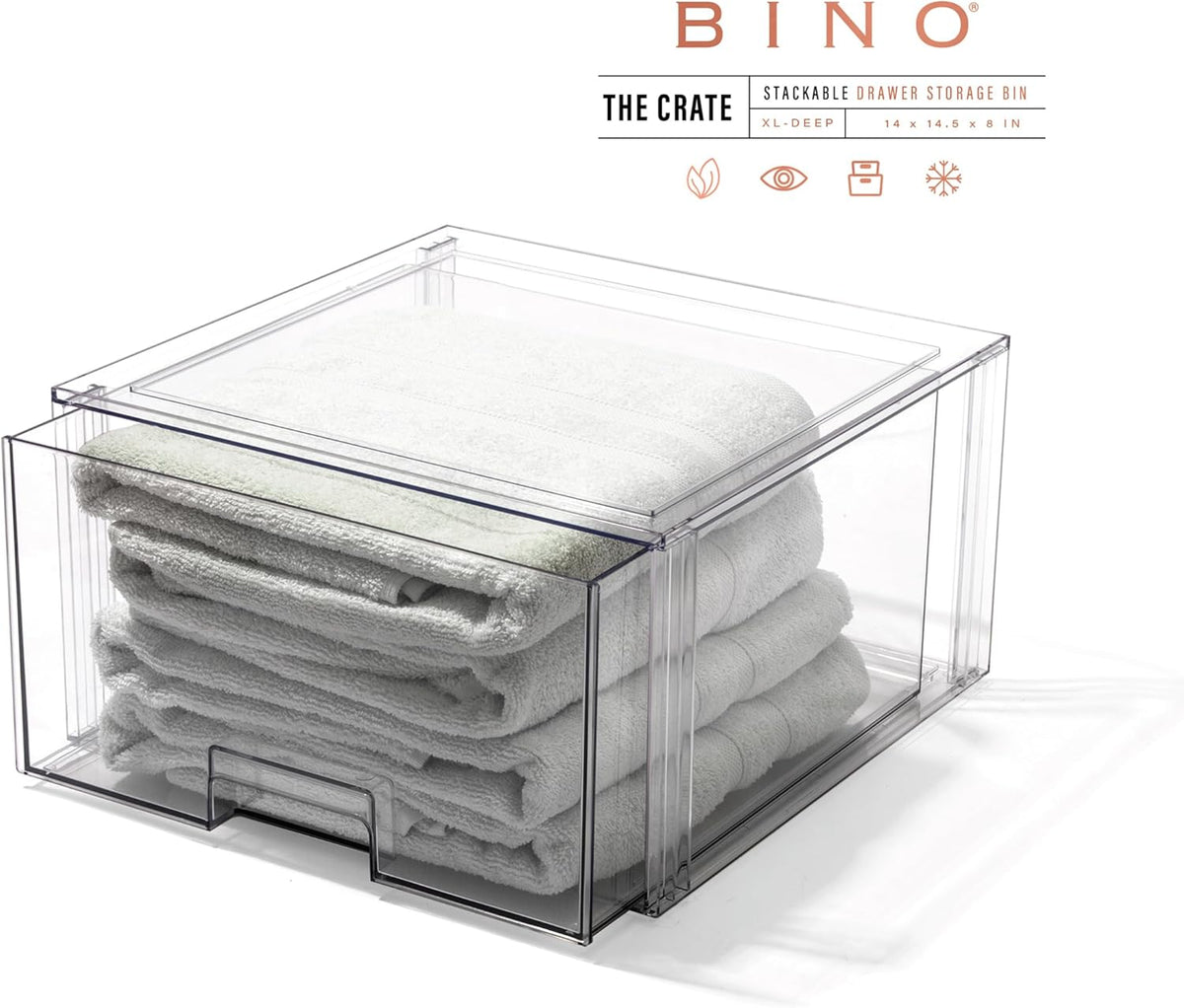BINO | Stackable Storage Drawers, Tall X-Large - Clear | THE CRATE COLLECTION | Storage Bins With