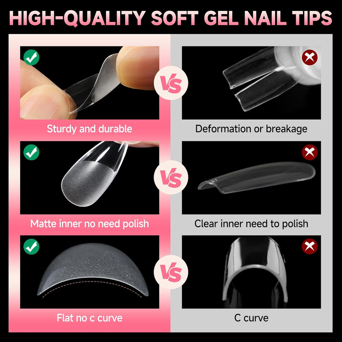 UNA GELLA Medium Stiletto Gel Nail Tips Halloween Full Cover 216Pcs Almond Shape Nails Tips
