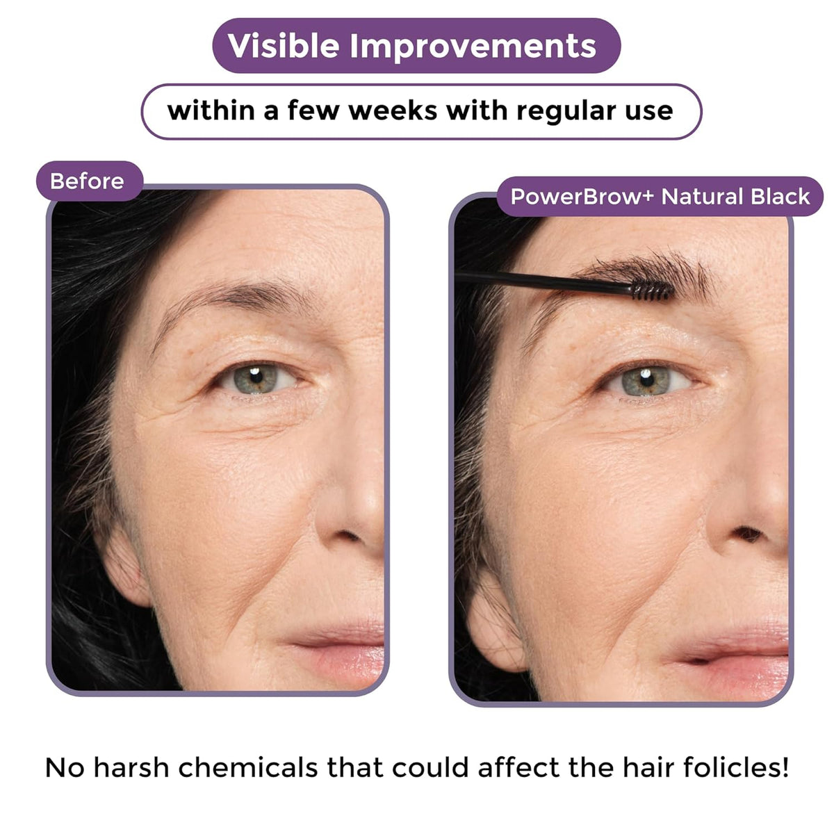 PowerBrow+ Tinted Eyebrow Gel For Older Women - Defines, Fills, Thickens Brows - 2-in-1 Formula