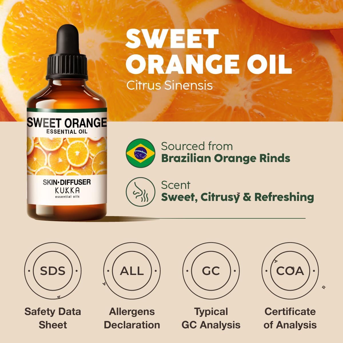 Kukka Orange Essential Oil - 4 Fl Oz - Essential Oil for Diffuser Sweetens Your Environment for
