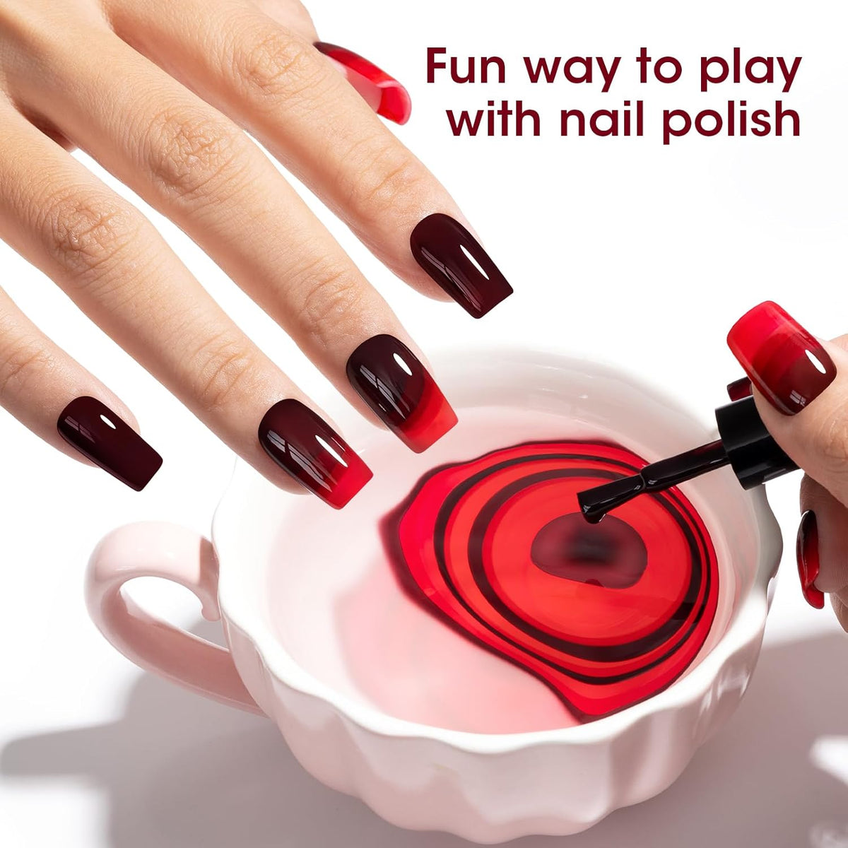 GELLEN Dark Red Nail Polish Set, Deep Burgundy Wine Cherry Blood Red 6 Colors, Fall Winter Quick