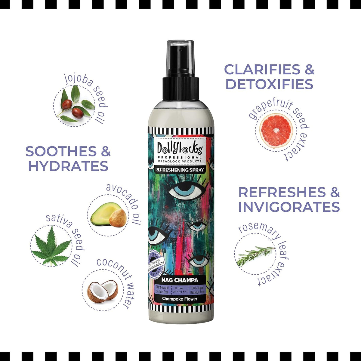 Dollylocks Refreshening Spray – Residue-Free Dreadlock Spray & Loc Moisturizer, Plant Based