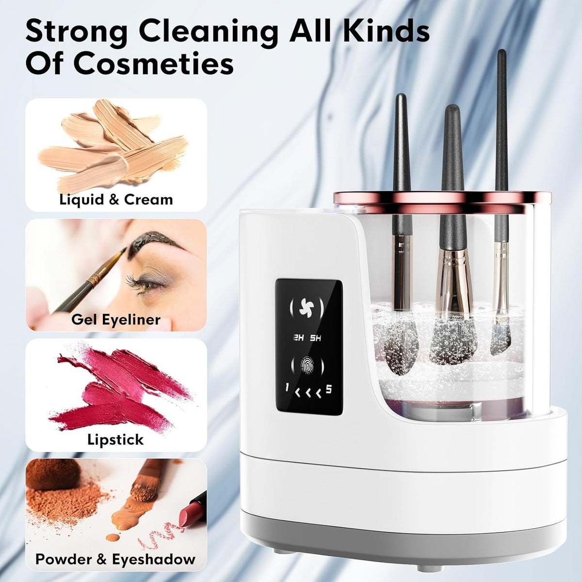 3 IN 1 Electric Makeup Brush Cleaner,Automatic Makeup Brush Cleaner with Makeup Brush