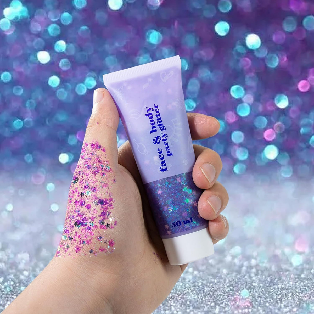 DAGEDA Body Glitter Gel, Face Glitters Body Gel Sequins Shimmer Liquid Eyeshadow, Chunky Glitter