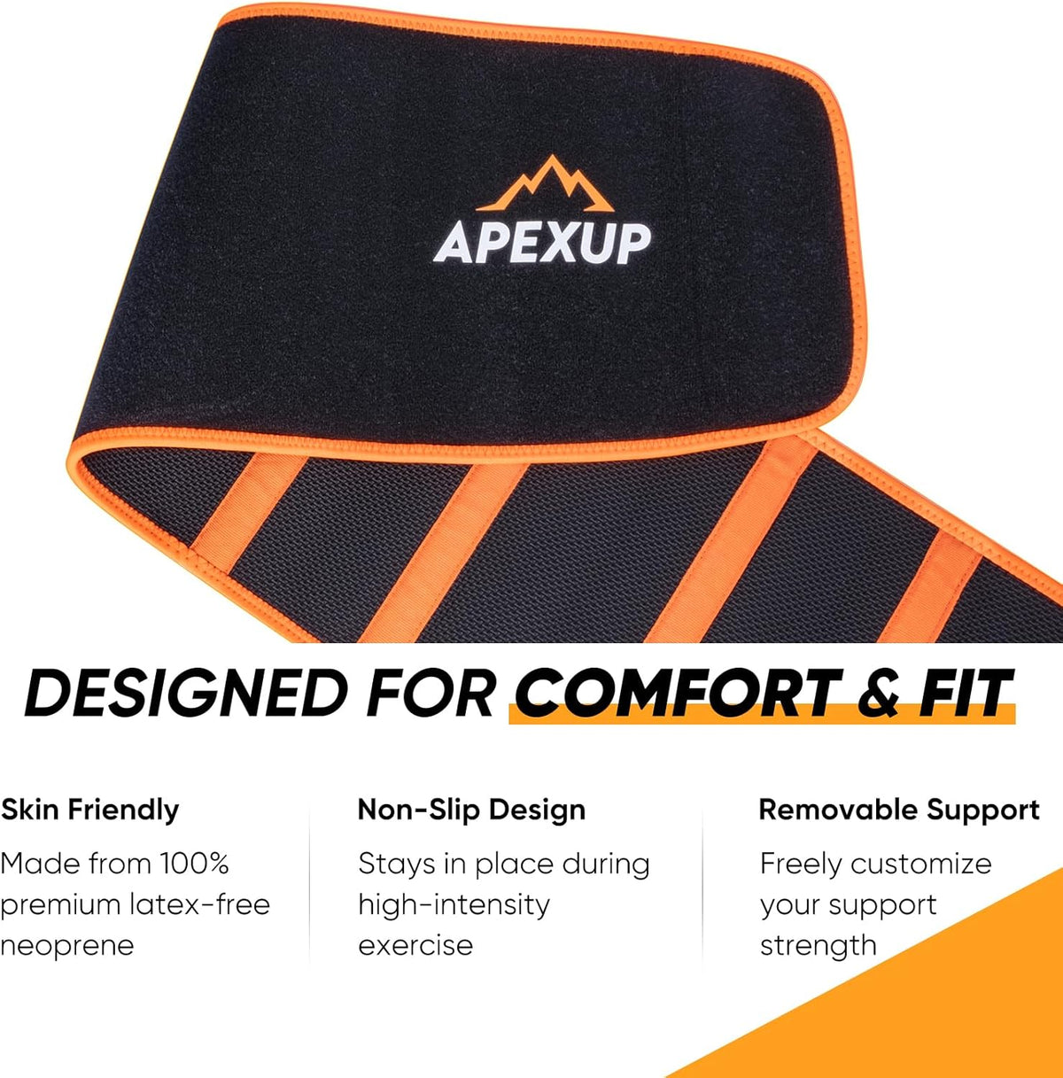 APEXUP Sweat Waist Trainer for Women and Men, Neoprene Waist Trimmer Belt Slimming Sweat Band with