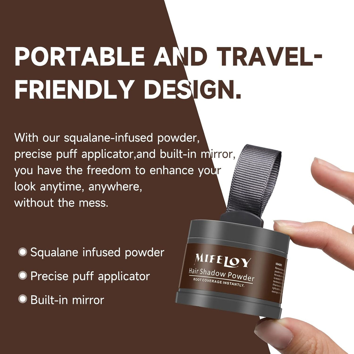 2 Pack Root Touch Up and Gray Coverage Powder for Hair, Beard, Eyebrow, and Thinning Hairline
