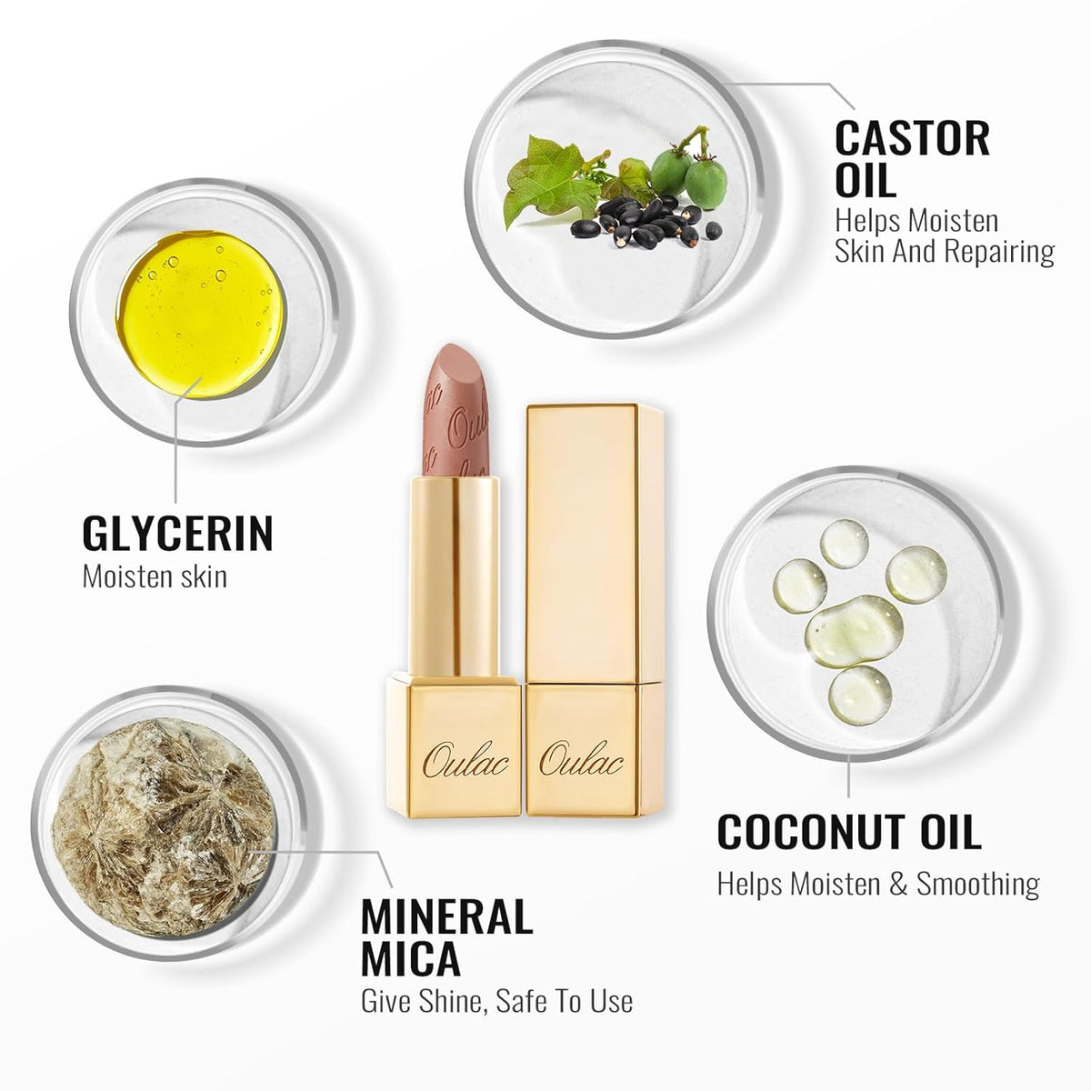 Oulac Pink Lipstick for Women with Metallic 3D Shine Lightweight Hydrating Formula, High Impact Lip