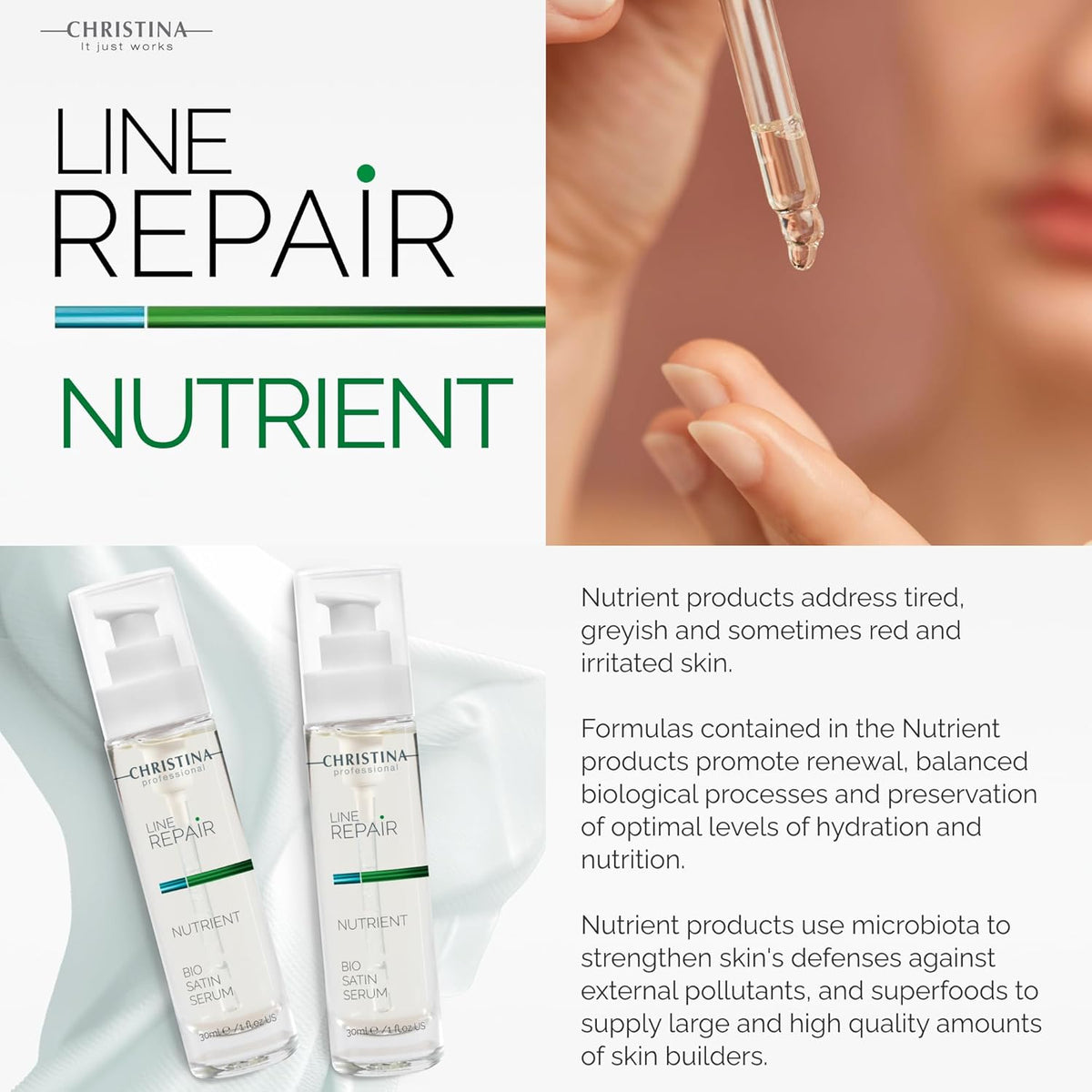 Christina Line Repair Bio Satin Vitamin C Serum for Face | Deeply Nourished Radiant Skin |