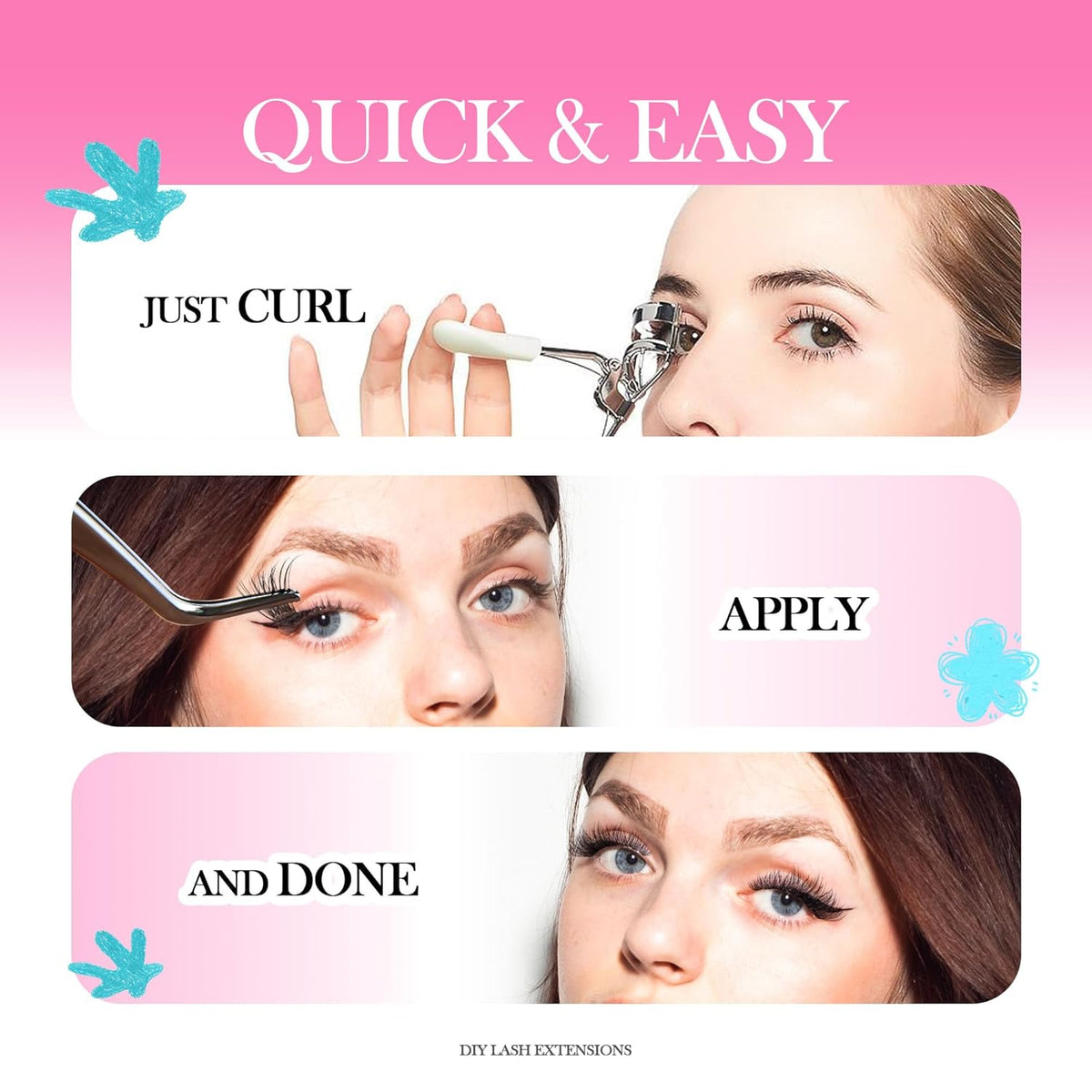 GAQQI Self Adhesive Lash Clusters, No Glue Eyelash Clusters 10-16mm Full & Volume Self Adhesive